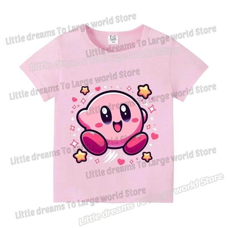 Kirby Tričko s krátkým rukávem Kluci Dívky Topy Oblečení Kreslené Bavlněné Tričko Roztomilé Anime Ležérní Oblečení Tričko Móda Y2K Tričko Dárek