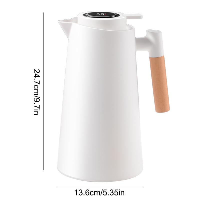 1000Ml Thermos Bottle Nordic Thermos For Hot Water Intelligent Water Heater Kettle Jug Bottle Vacuum Flask Wooden Handle