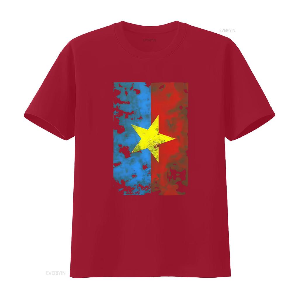 Vietnam Flag Inspired T Shirt with Distressed Star Design Perfect for Patriotic Fashion Statements vintage Washed Unisex