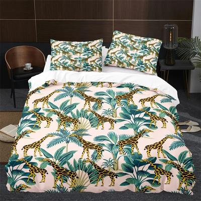 Giraffe Duvet Cover Twin Full Microfiber Safari Animal Comforter Cover Tropical Jungle Giraffes Bedding Set For Girls Boys Room