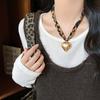 Cross-Border Leopard Print Cotton Necklace with Flowers & Hearts