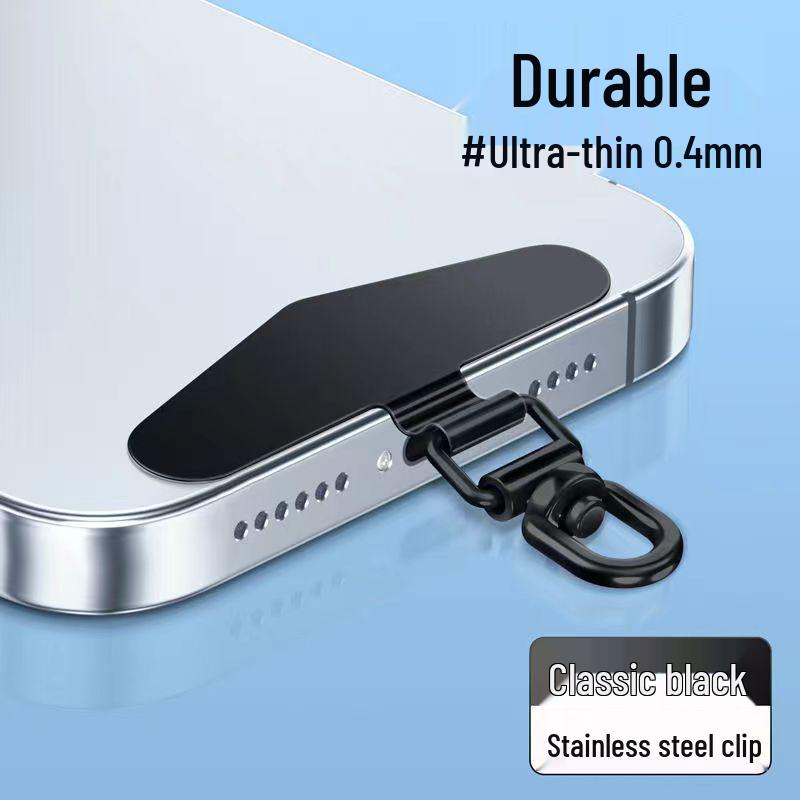 Ultra-thin 360° Rotating Stainless Steel Phone Lanyard Clip with Anti-Lost Universal Back Sticker