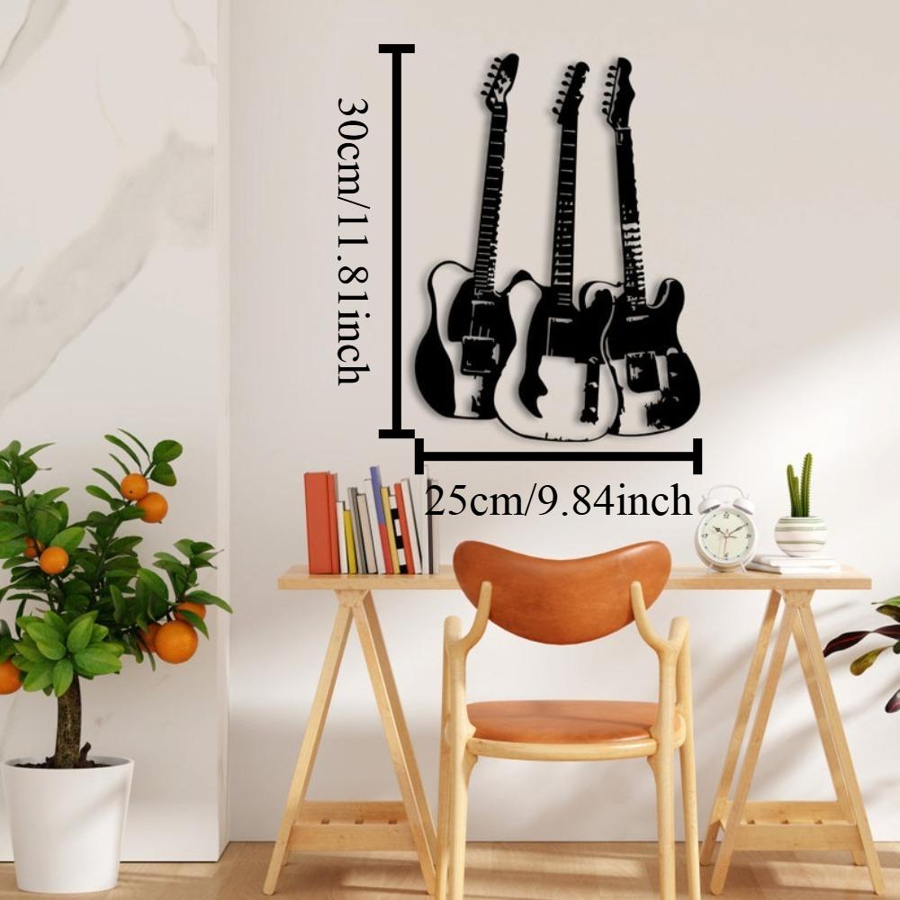 

Handmade Metal Guitar Wall Art, 3D Line Art Decor, Music Instrument Sculpture for Home, Unique Gift for Musician 12in чёрный