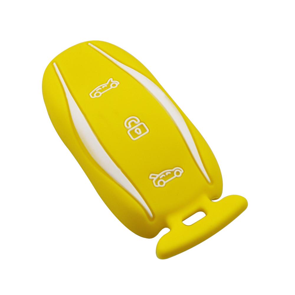 Silicone Car Key Case for Tesla Model X 3 Y 75D/90D/P100D 3-Button Remote Controller Key Fob Cover Shell Accessory