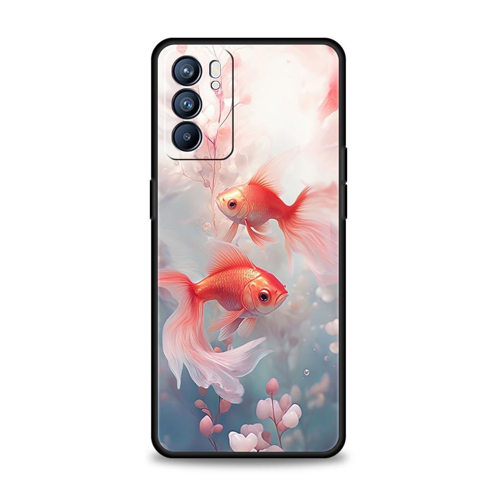 Goldfish Swimming Phone Case For Oppo A17 A31 A54 A57 A78 A79 A98 Find X5 X6 Reno 6 7 8 10 11 12 13 F Pro 5G Soft TPU Cover Bags