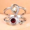 Charming Silver Color Teardrop Red Zircon Two Layer Ring for Women Daily Wear and Party