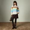 Chuyu Women's Dopamine Colorful Striped Round Neck Knit Sweater