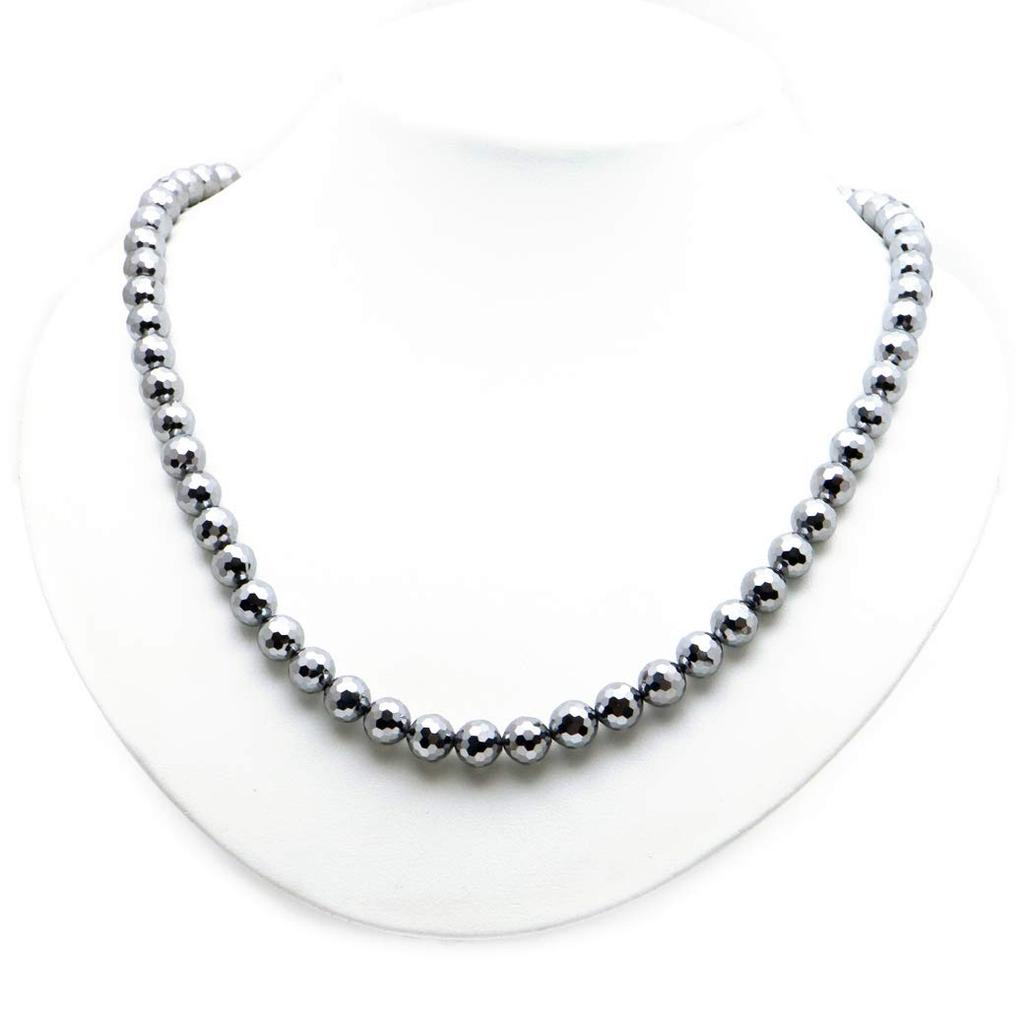 [GOLD STONE] Terahertz Ore Necklace, 8mm, Mirror Cut, Easy to Wear, Magnetic Type, 50cm Long