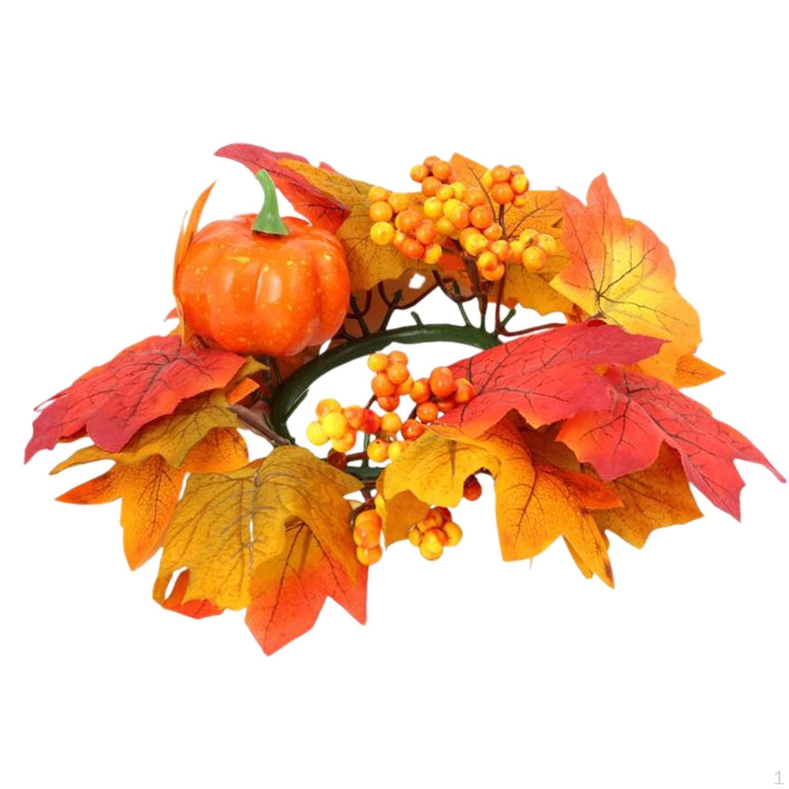 Autumn Table Decoration with Maple Leaves with Pumpkin