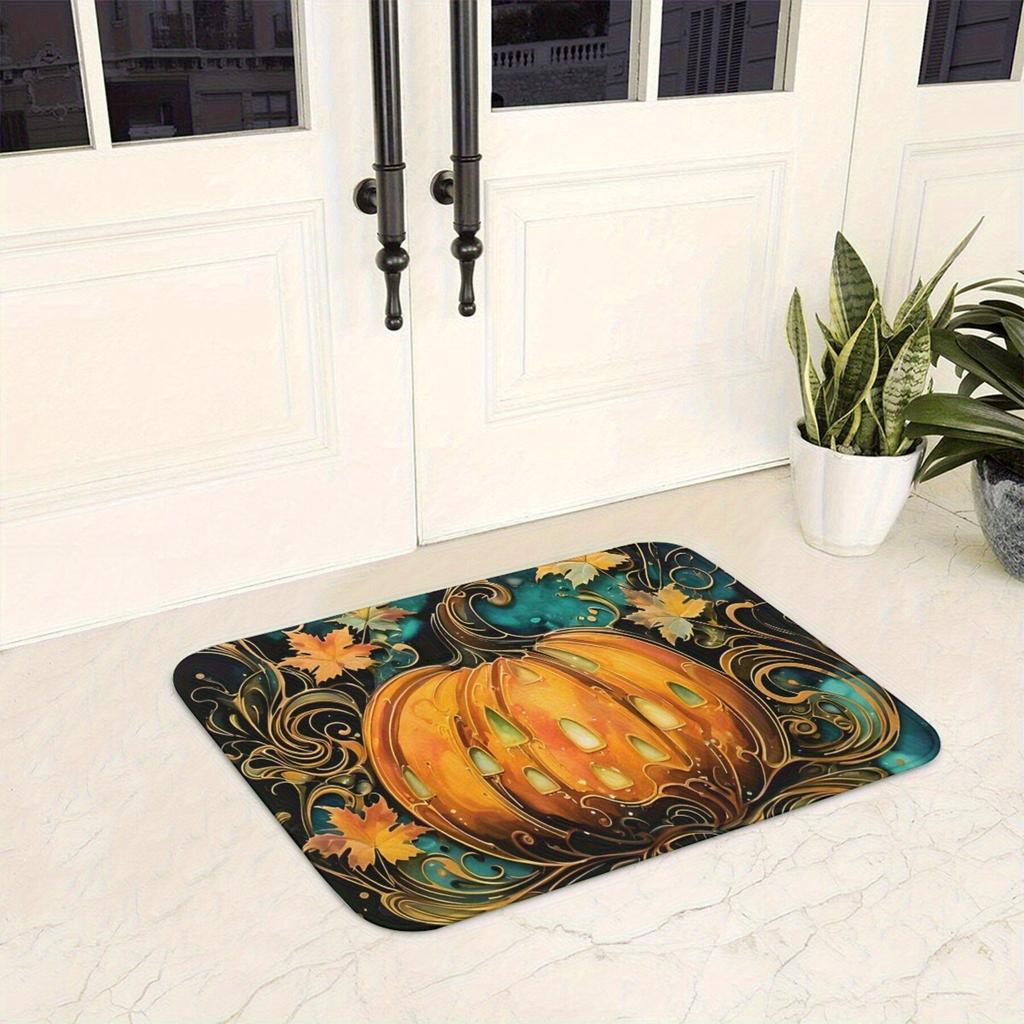 Halloween-Kürbis-Druck-Fußmatte - Rutschfeste Polyester-Teppich für Badezimmer, Schlafzimmer und Eingangsbereich - Maschinenwaschbar, Leichtgewicht R