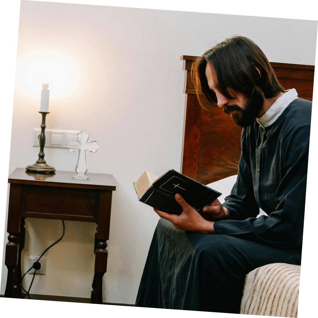 VINTORKY Glass Cross Decorative Cross Statue Christian Cross Figurine Tabletop Cross Figurine Easter Cross Sculpture Blessing