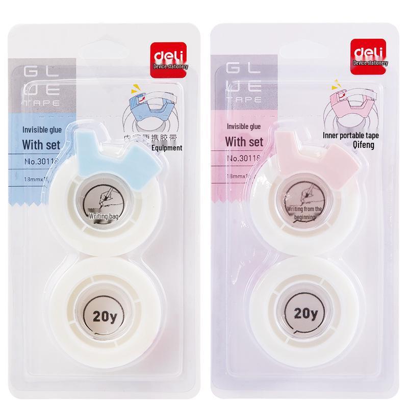 

Deli Tough Invisible Tape & Wide Correction Tape Set with Cutter (18 Rolls, 20 Yards Each)