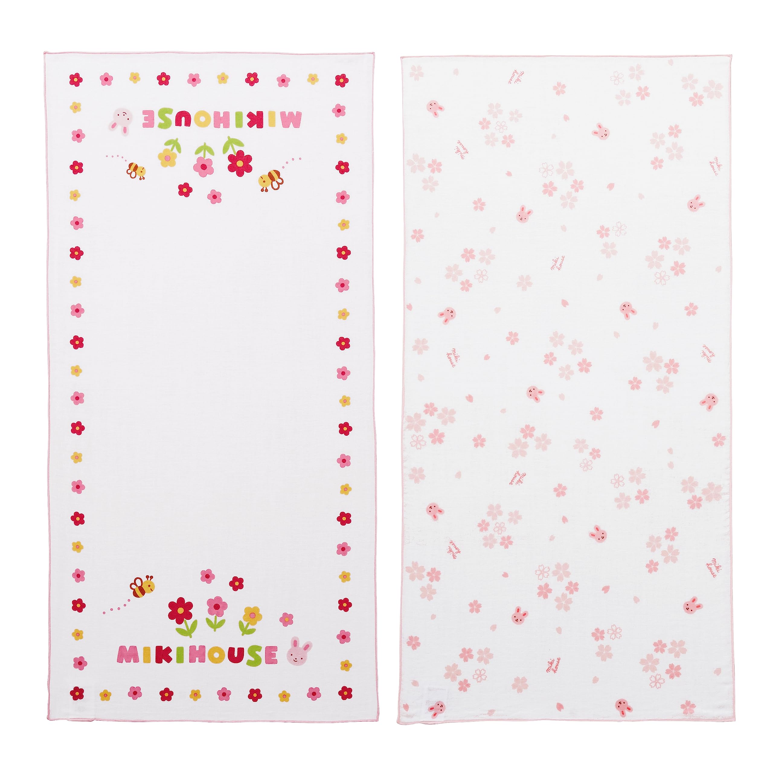 

MIKI HOUSE Gauze Towel Bathtime Gauze Made in Perfect for Baby Boys and Baby Pink Set, Towels, 2-Piece Set, 100% Cotton, Japan, 35x70cm, Prep, Girls, розовый