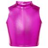 Girls Shiny Metallic Crop Tank Top Ballet Dance Jazz Hip Hop Performance Costumes