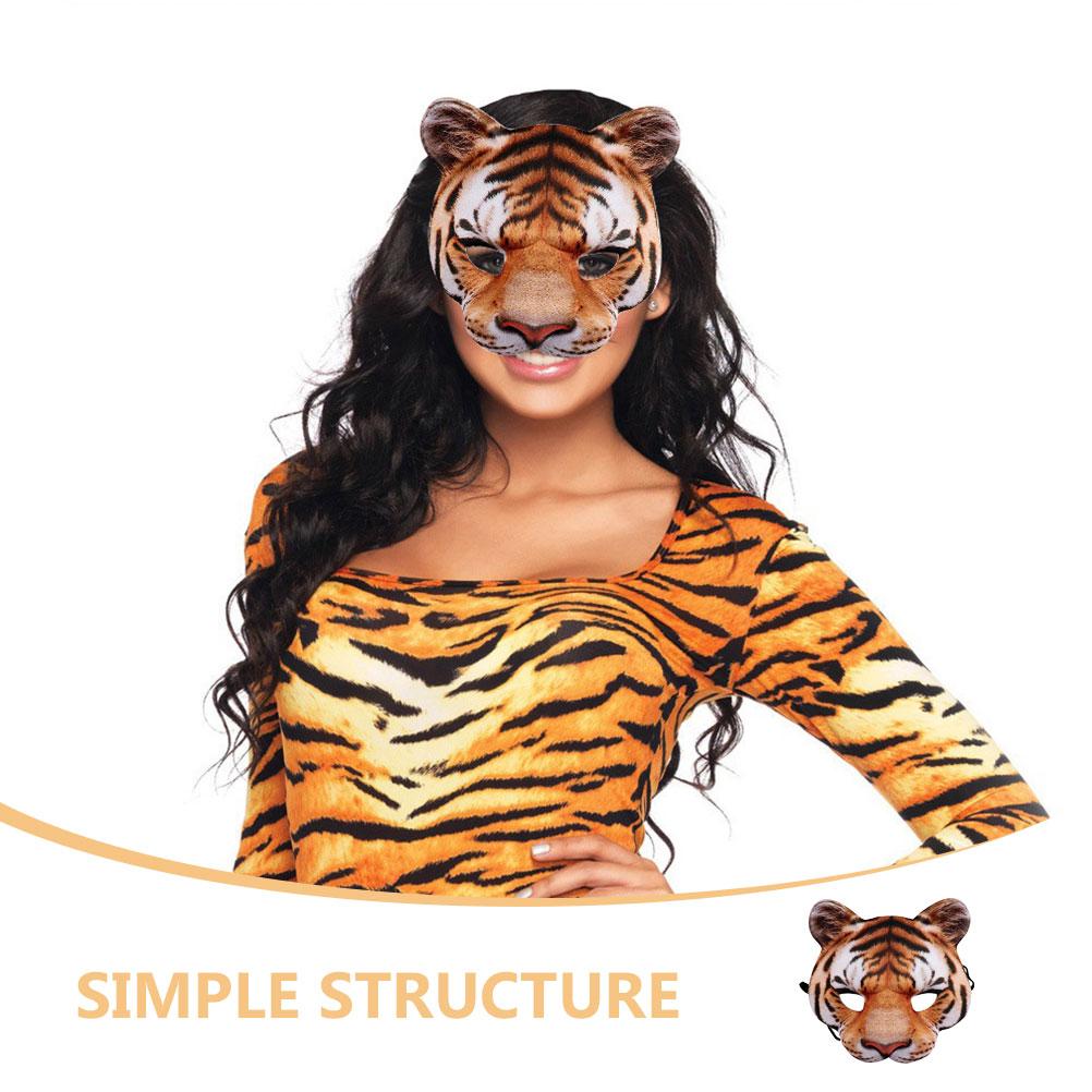 2 Pcs Tiger Mask Halloween Facial Masks Animal Cosplay Full Face Masks Costume Animals for Party Eva Masquerade Photo Props