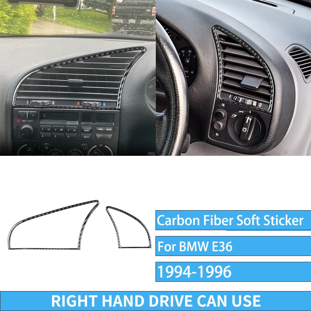 Real Carbon Fiber Car Accessories Dashboard Driver Air Vent Trim Cover Soft Sticker For BMW E36 3 Series/M3 1994 1995 1996