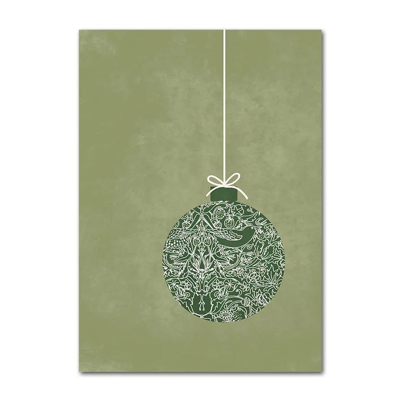 Poster Decorazione Pallina Albero di Natale Agrifoglio Ghiacciato Furgone Invernale Pittura su Tela Stampe Fiocchi di Neve Decorativo Casa Stanza Immagine