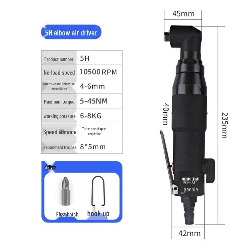 HK 90-Degree Angled Head Pneumatic Air Screwdriver, 5H 10H, Right Angle for Auto Repair