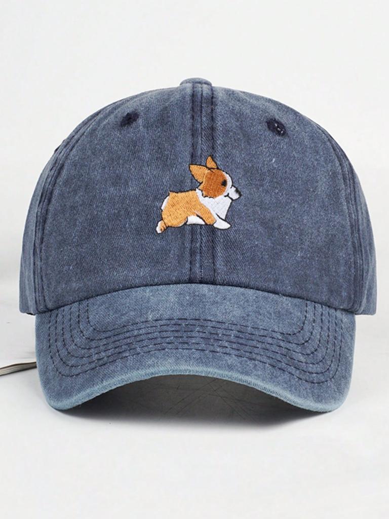 Urocza czapka z daszkiem z haftowanym corgi dla mężczyzn i kobiet, outdoorowa, podróżna, do wędrówek, chroniąca przed słońcem, rekreacyjna
