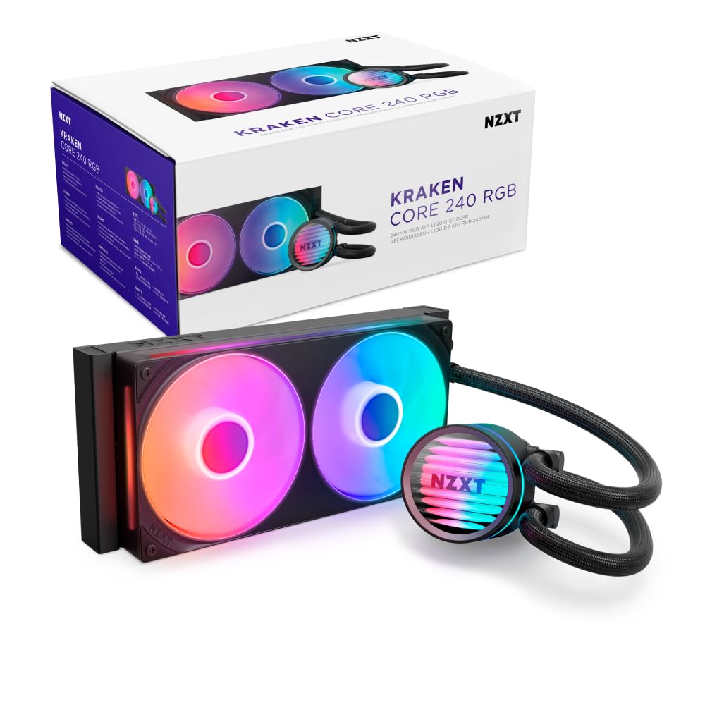 NZXT Kraken Core 240 RGB 240mm Simple CPU Water-Cooled Cooler, Black, RL-KR24C-B1 (FN2480)