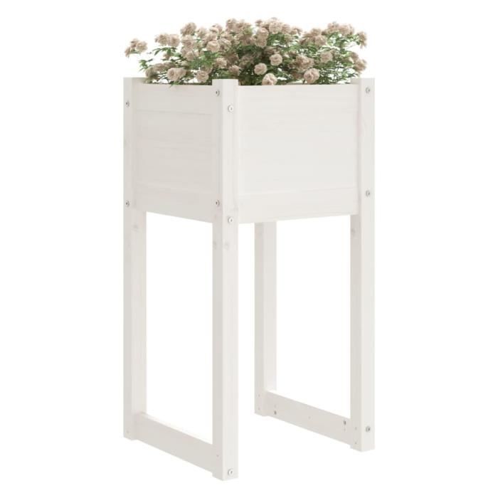 822124 vidaXL Jardinière Blanc 40x40x81 cm Bois massif de pin