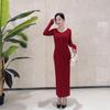 Velvet Warm Solid Color Elegant Slimming Socialite Dress