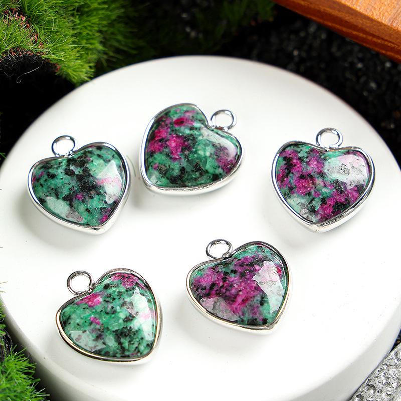 Heart-Shaped 15x19mm Natural Amethyst Agate Jade Bezel Pendant for DIY Jewelry Making