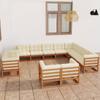 Day and Night - Day and Night Garden Furniture Set 12 Pieces Honey Brown Pine Wood Cushions