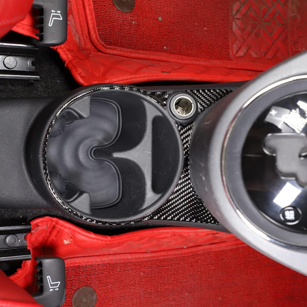 Sauicemy Carbon Fiber Cup Holder Cup Holder Drink Holder Protective Interior Car Decorative Trim Kit for Fiat 500 Fiber Look Cup Cover, Sticker,