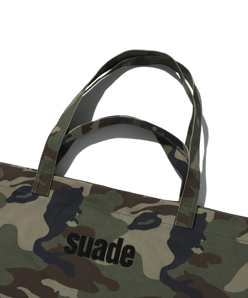 Borsa a Tote Grande in Camoscio Lavato [Mimetico]