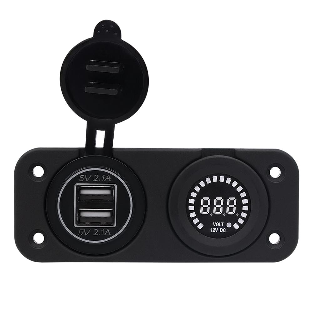 12 V LED Duel Auto 2 USB-Port Ladegerät mit DC Voltmeter Digital Auto/Motorrad/Boot Zigarettenanzünder Buchse Splitter