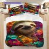 Sloth Pattern Bedding Quilt Set Quilt Cover Pillowcase Home Decoration Birthday Gift (1 * Duvet Cover + 2 * Pillowcase, Without Core)