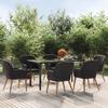 3156719 vidaXL Garden Dining Furniture with Cushions 7 Pcs Black