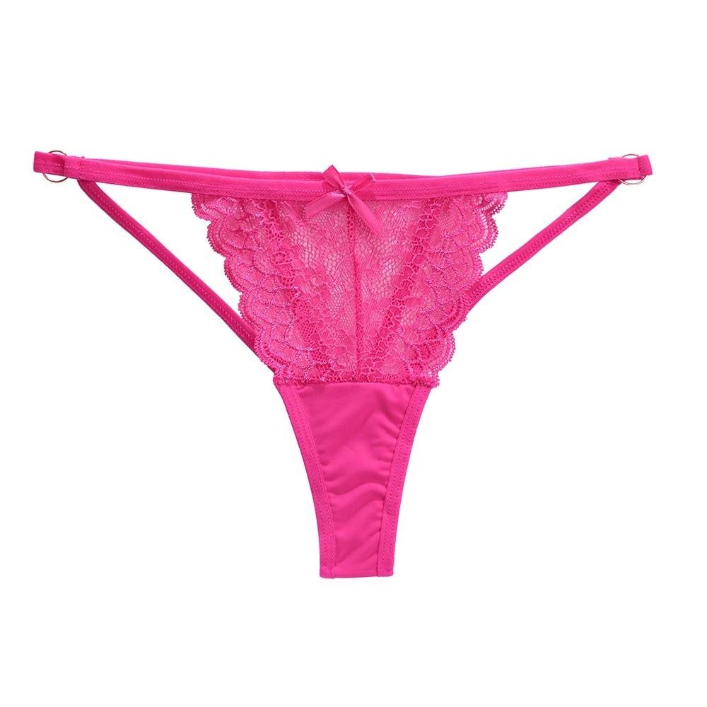 Bow Sheer Lace Thong Stretchy Strappy Romantic Panties Floral Embroidery Briefs  Ladies Girls