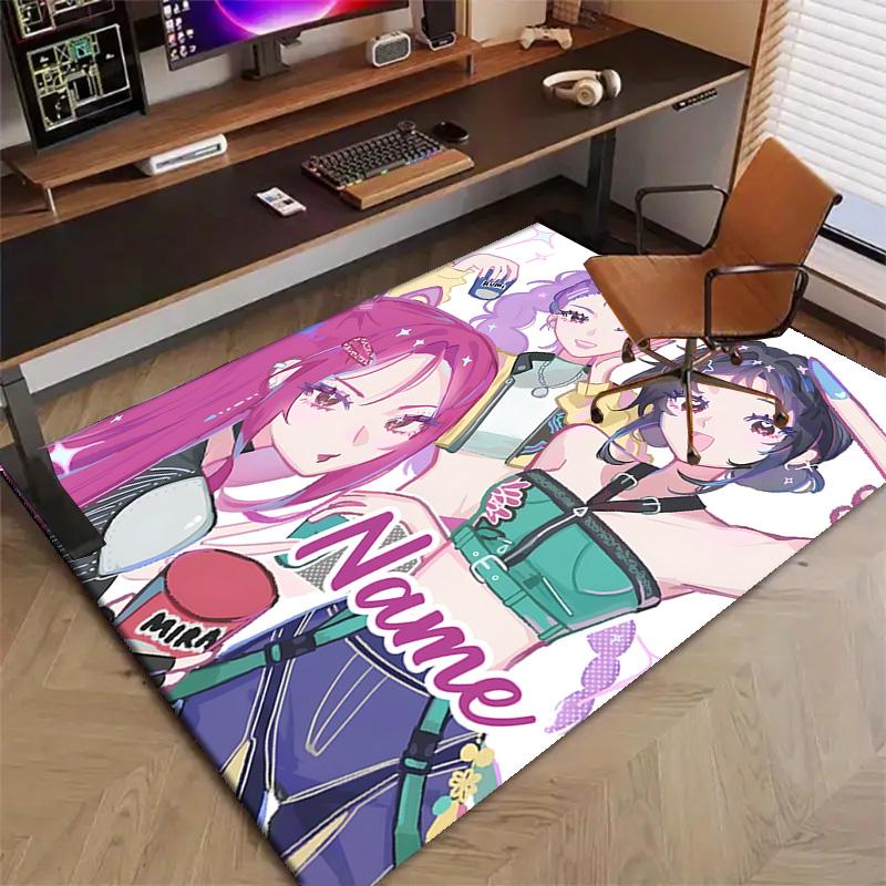 Benutzerdefinierte KPop Dämonenjäger Matte Personalisierter Name, Waschbarer Polyester-Eingangsteppich für den Innenbereich, Geschenk für Weihnachten, Ostern, Thanksgiving Day