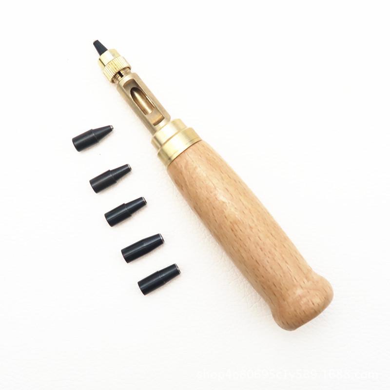 Hole Punch Screw Removable Book Drill Auto with 6 Size Tip 1.5-4mm Automatic Belts Screw Punch Leather Tools