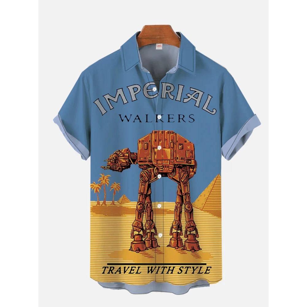 Hawaii Shirts Man New Stars-wars Shirts Men Women Clothes Tee Tops Boys Girls Tees Walker Printing Short Sleeve Shirt