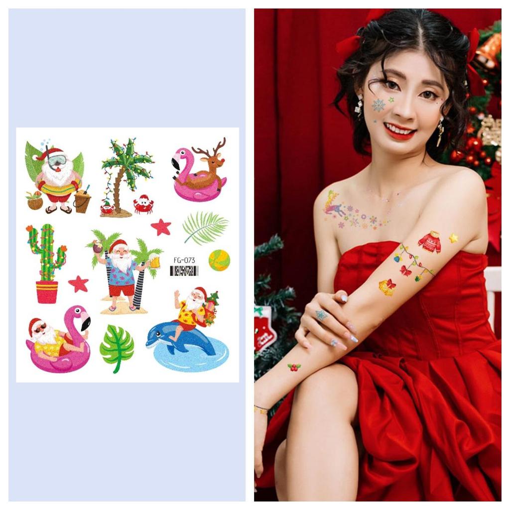 12/1 Sheets Waterproof But Removable Body Diy Art Glitter Christmas Fake Tattoo
