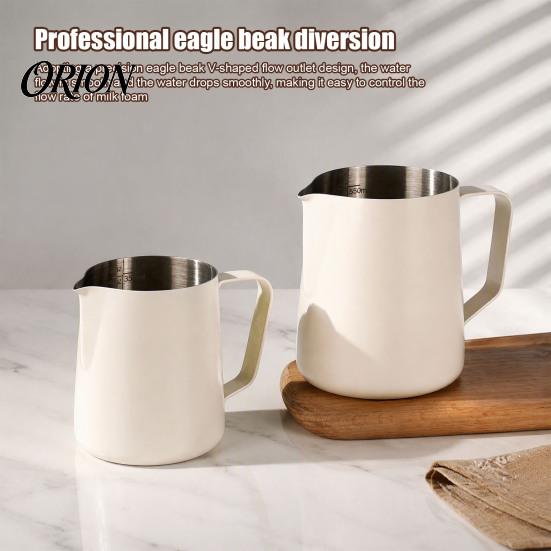Coffee Drink Decoration Pitcher Stainless Steel Milk Frothing Pitcher, Professional Latte Art Cup with Durable 304 Measurement Scale, Dripless