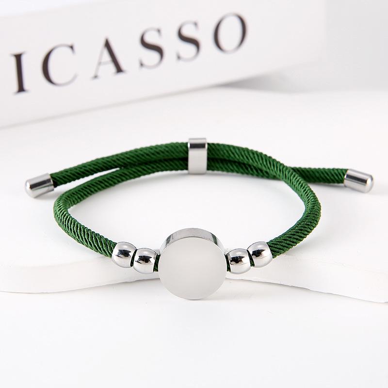 Stainless Steel Multi-Color Adjustable Bracelet with Round Tag for Laser Engraving, 15mm Hole