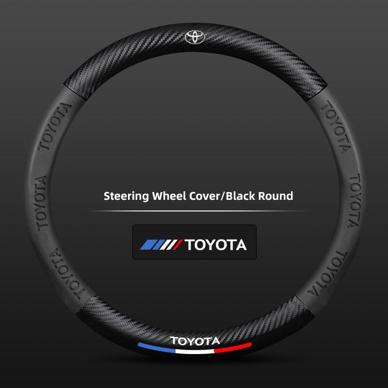 Car Steering Wheel Cover Carbon Fiber Pattern Leather Sleeve Keyring For Toyota Corolla Yaris RAV4 Prius CHR Camry Prado Supra