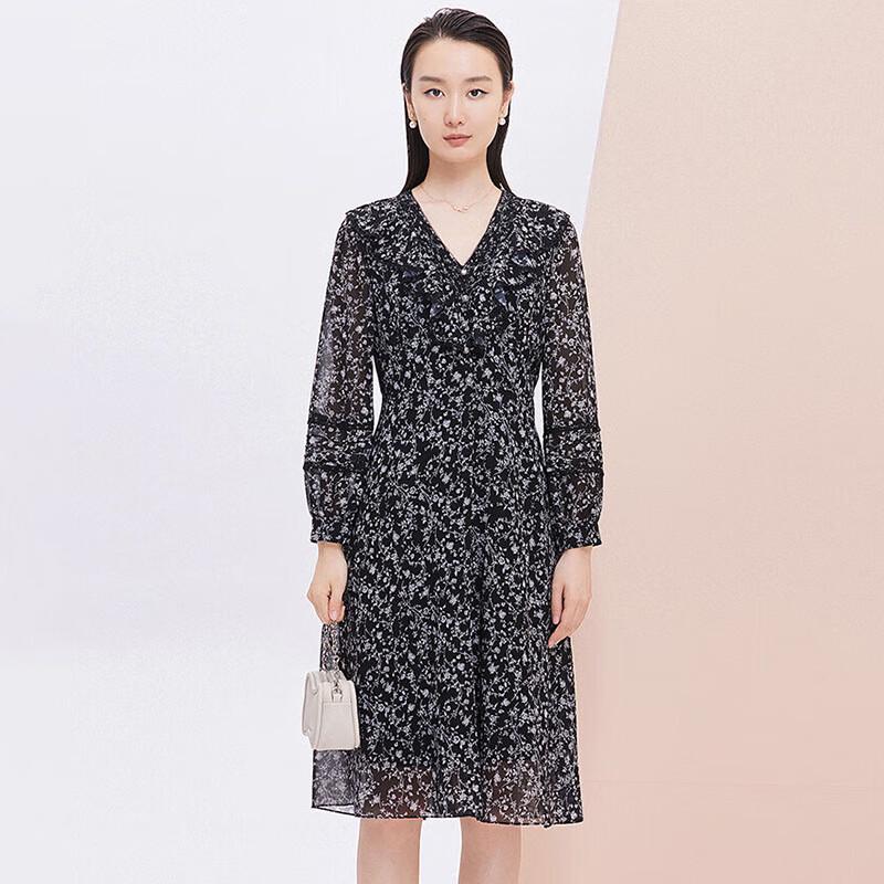 

JESSIE Women s French Ruffle Long Sleeve Printed Midi Dress JMFFL058 S