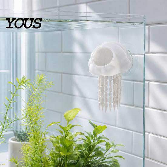 Floating Jellyfish Ornament Aquarium Hide, 3D Printed Fish Tank Reduce Aggression in Hideout, Decorative Shelter Cave for Pleco Shrimp Betta