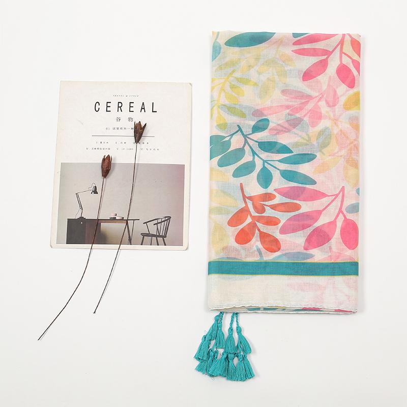 Elegant Floral Printed Hijab Cotton Viscose Tassel Shawl For Woman Fashion Beach Long Scarf Ladies Flower Headscarf 180*90cm