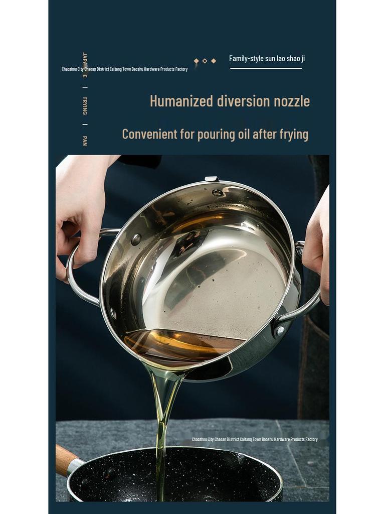 304 Stainless Steel Tempura Fryer with Thermometer for Oil-Saving On Induction and Gas Stoves