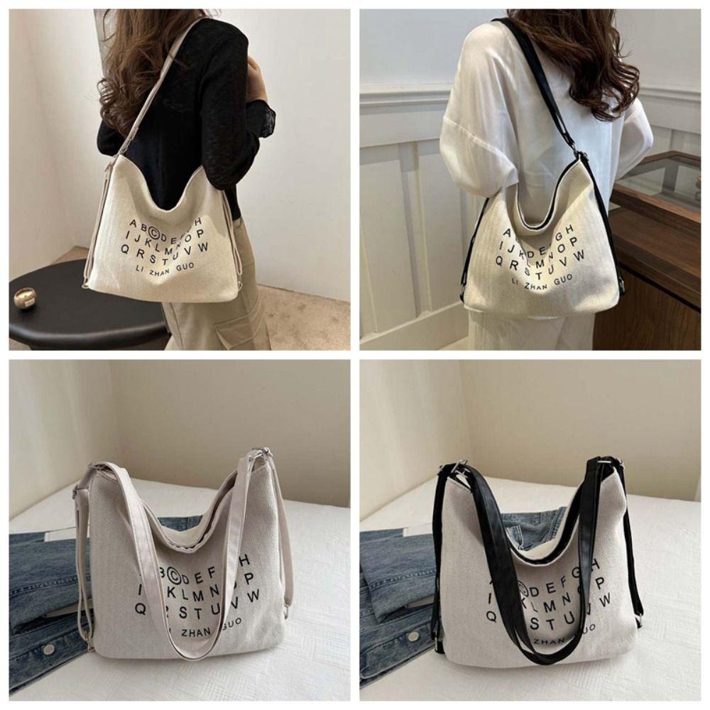 Polyester Three Uses Canvas Bag Soft Retro Street Crossbody Bag Letter Printed Handbags  Travel