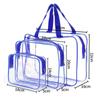 Portable 3-Piece PVC Transparent Cosmetic Bag Set – Large Capacity Waterproof Travel Toiletry Organizer