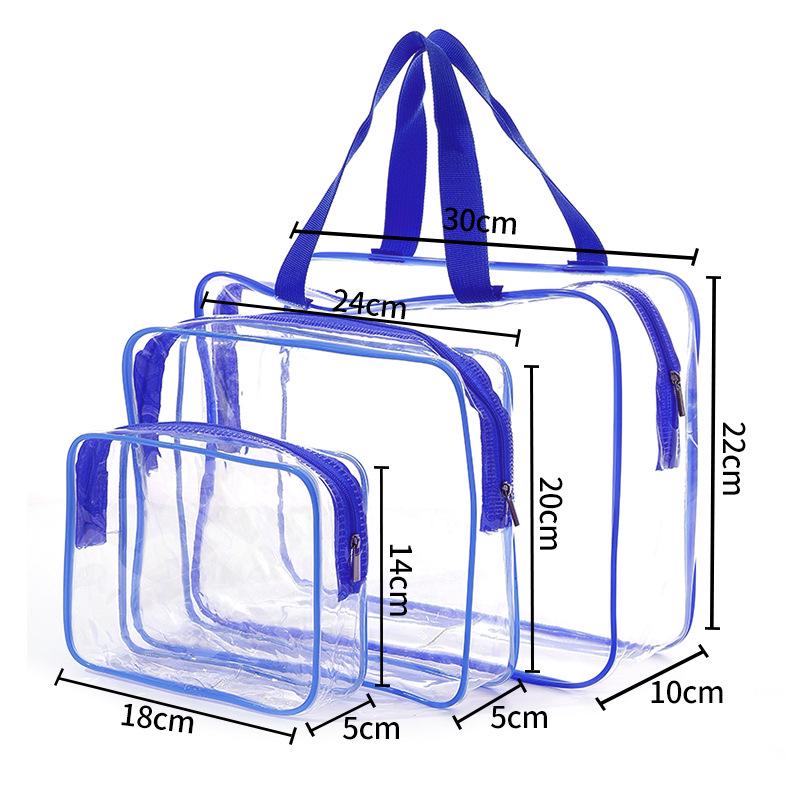Portable 3-Piece PVC Transparent Cosmetic Bag Set – Large Capacity Waterproof Travel Toiletry Organizer
