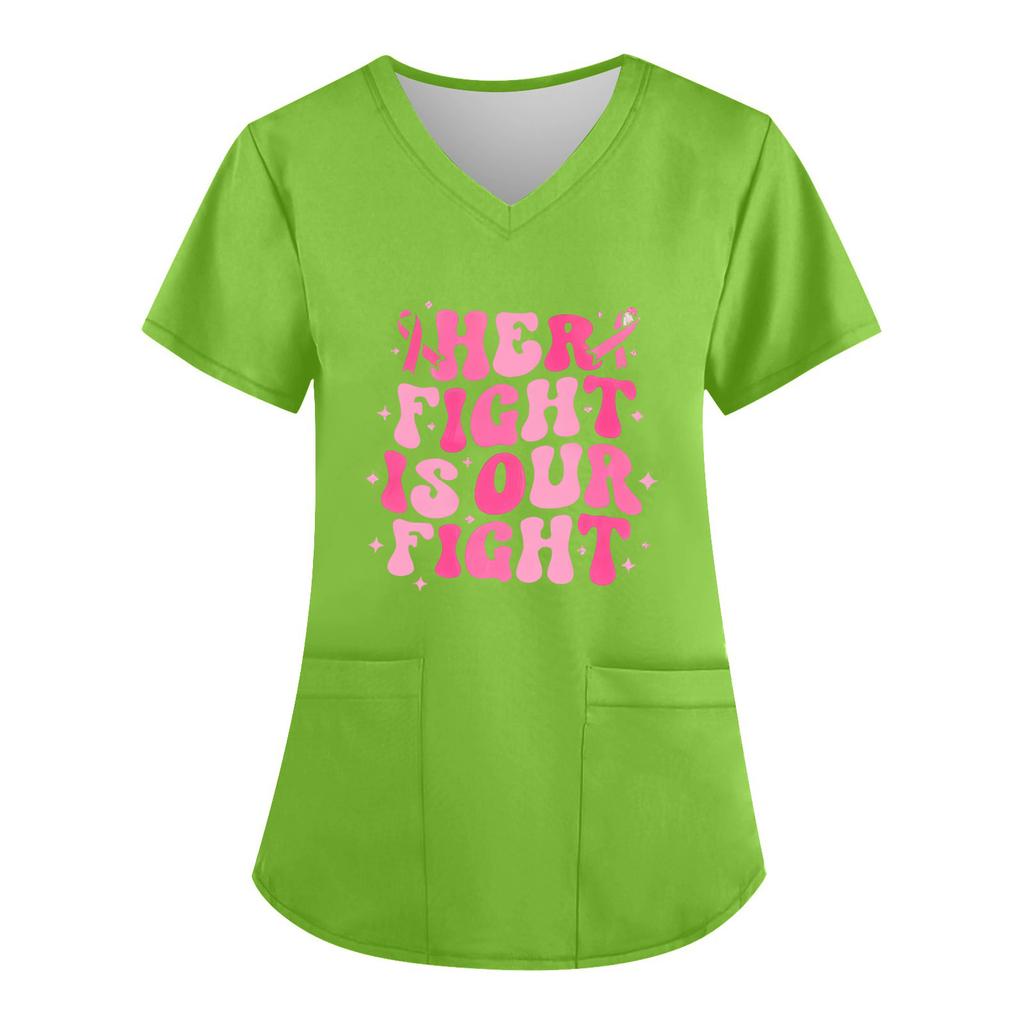 Women's V-Neck Short-Sleeve Pocketed Top With Side Slit