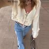 Women's High-waisted Loose-fit Straight-leg Jeans with Side Cut-outs and A Distressed Wash